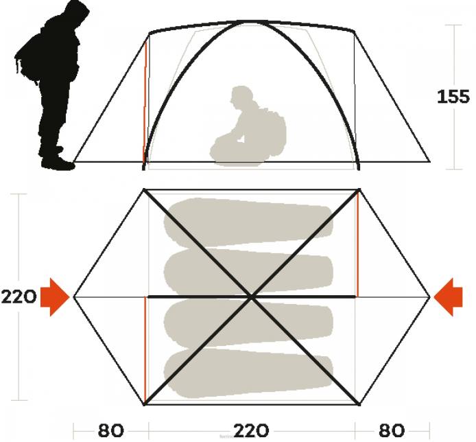 unisexo Ferrino tienda de campaña lhotse 4 N804456